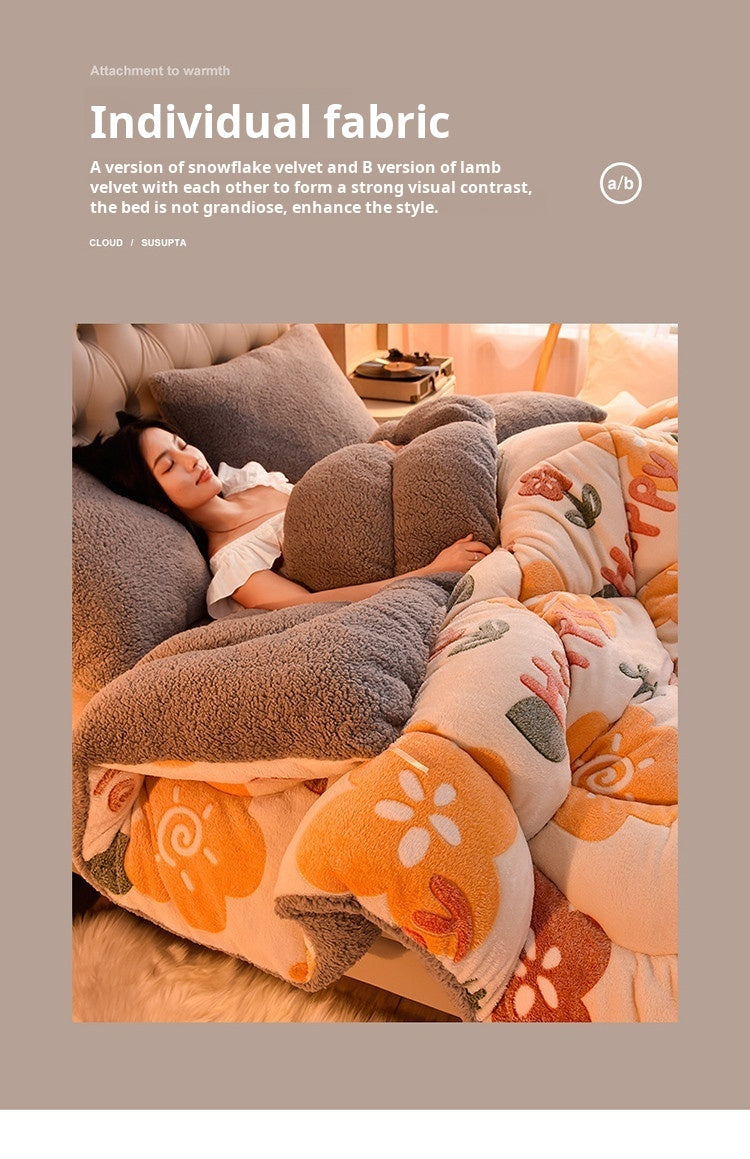 Lamb Fleece Blanket Winter Comforter Thickened Quilts Double-sided Velvet Warm Quilt Single Double Dormitory Milk Fleece Core