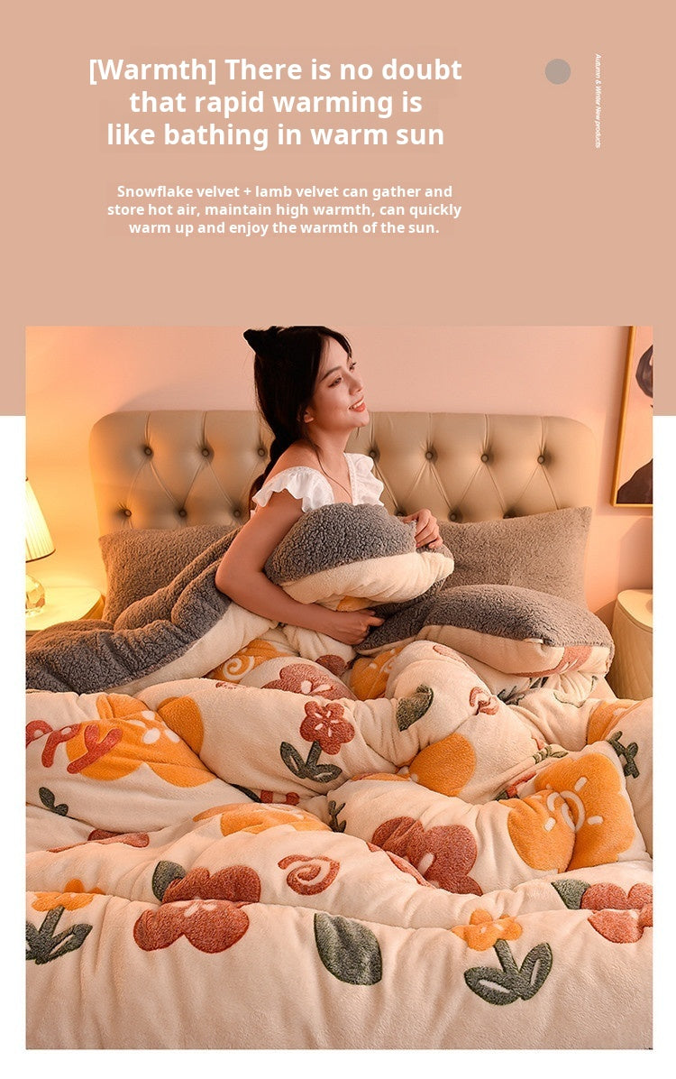 Lamb Fleece Blanket Winter Comforter Thickened Quilts Double-sided Velvet Warm Quilt Single Double Dormitory Milk Fleece Core
