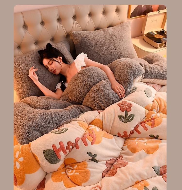 Lamb Fleece Blanket Winter Comforter Thickened Quilts Double-sided Velvet Warm Quilt Single Double Dormitory Milk Fleece Core