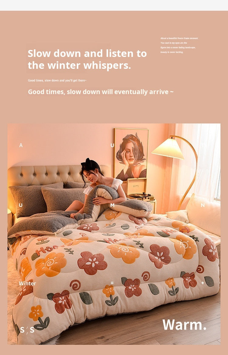 Lamb Fleece Blanket Winter Comforter Thickened Quilts Double-sided Velvet Warm Quilt Single Double Dormitory Milk Fleece Core