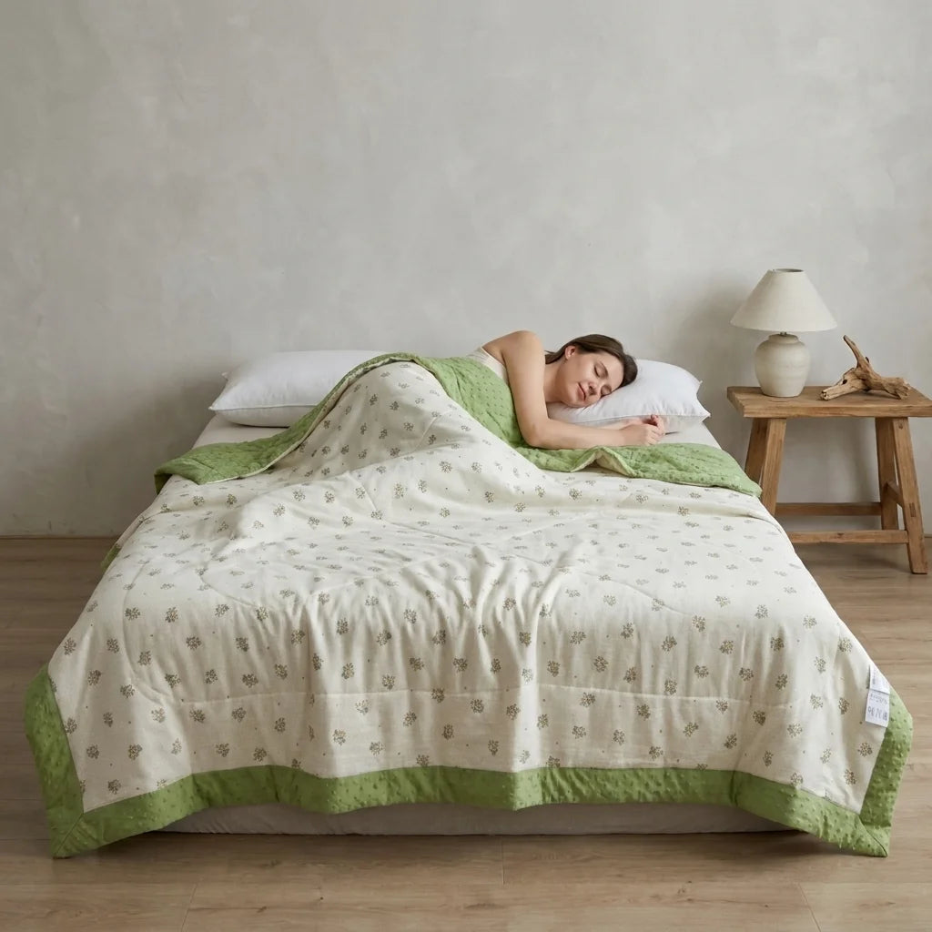 Summer Quilt Printed Polyester Microfiber Filling Lightweight Cooling Bed Blanket