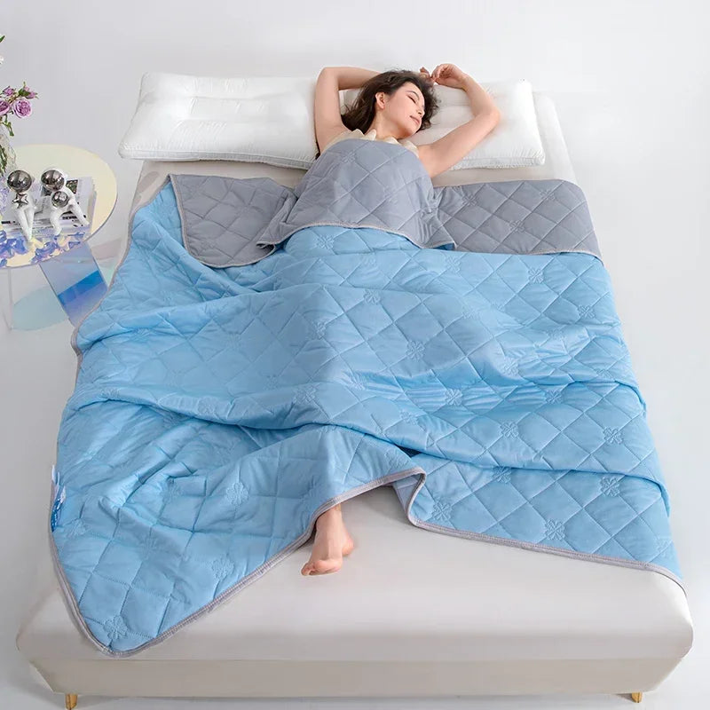 Queen Size Cooling Blanket - Breathable & Lightweight Cooling Comforter, Ice Silk Thin Quilt for Hot Weather & Airy Rooms