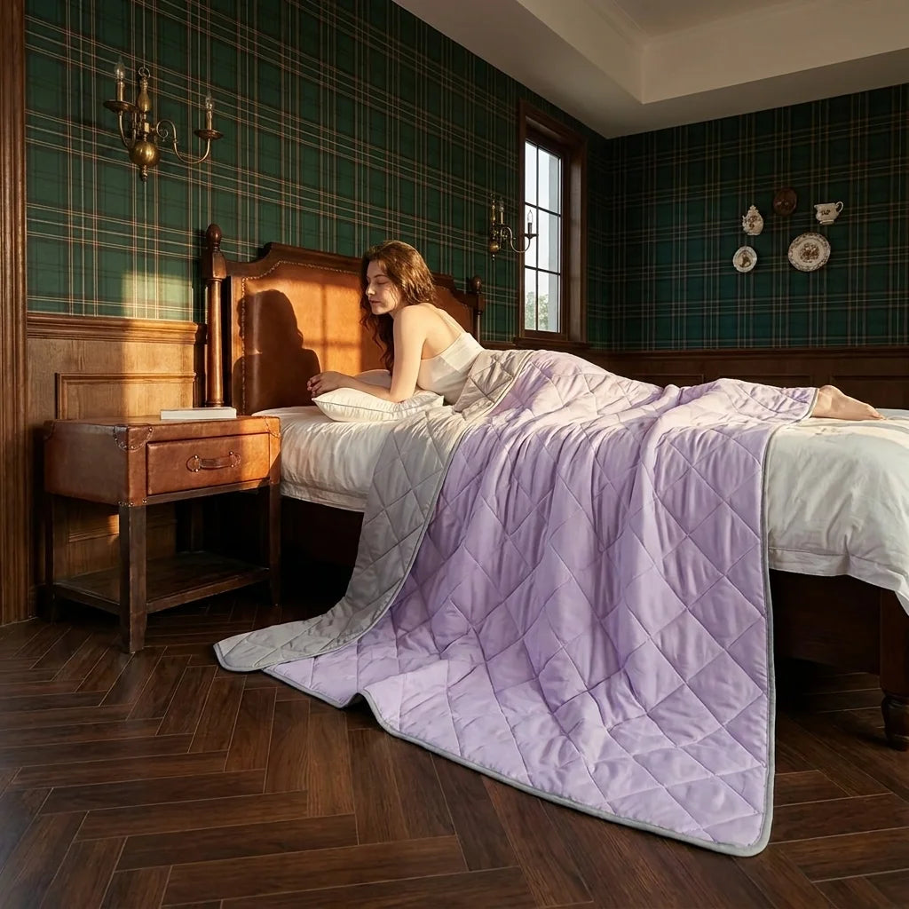 Summer Cooling Thin Quilt – Breathable Lightweight Ice Silk Quilt, Ultra Soft Thin Quilt for Hot Weather, Perfect for Airy Bedrooms and Summer Sleep.