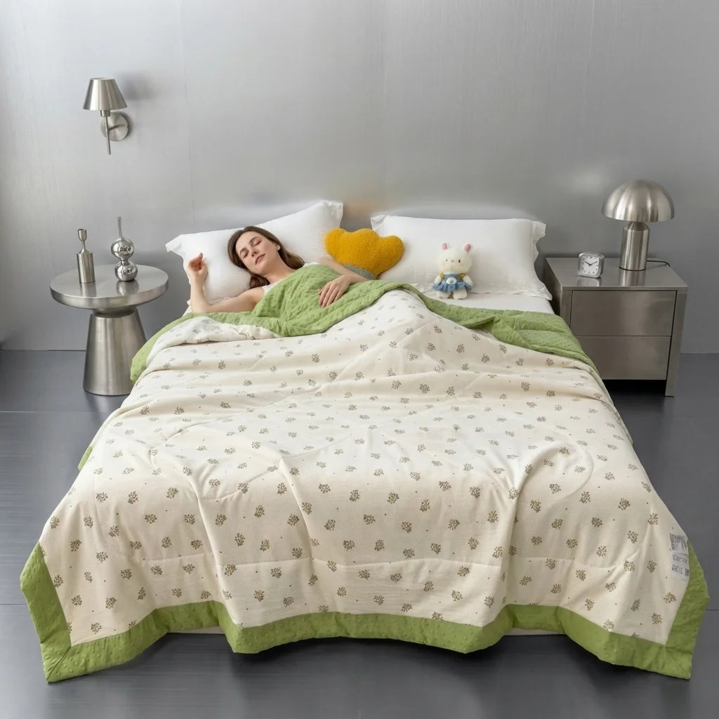 Summer Quilt Printed Polyester Microfiber Filling Lightweight Cooling Bed Blanket