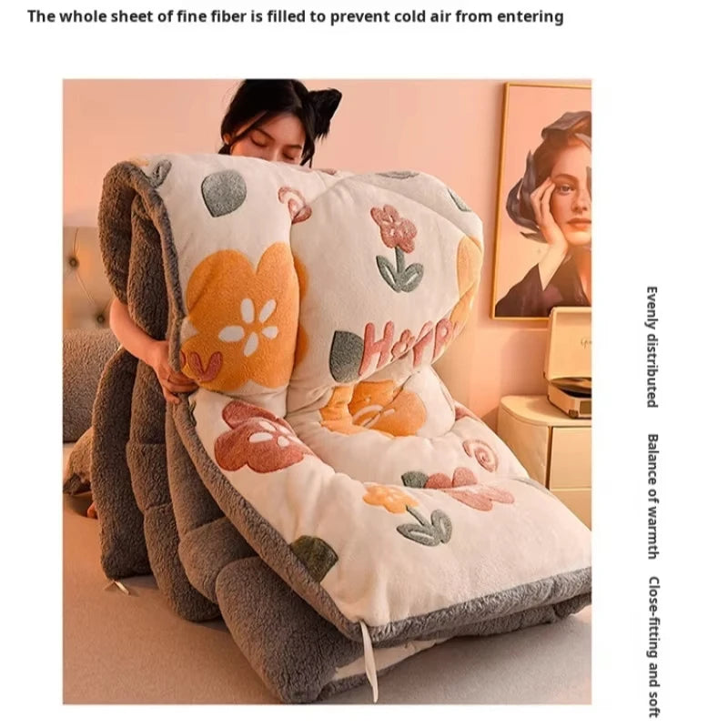 Lamb Fleece Blanket Winter Comforter Thickened Quilts Double-sided Velvet Warm Quilt Single Double Dormitory Milk Fleece Core