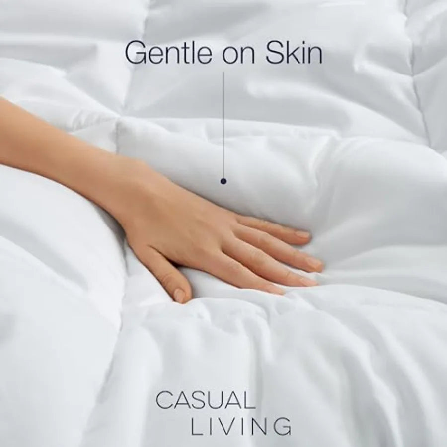 Duvet Insert Comforter Cooling Blanket Lightweight Hypoallergenic Reversible White Comforter with Box Stitching Fluffy Bedding