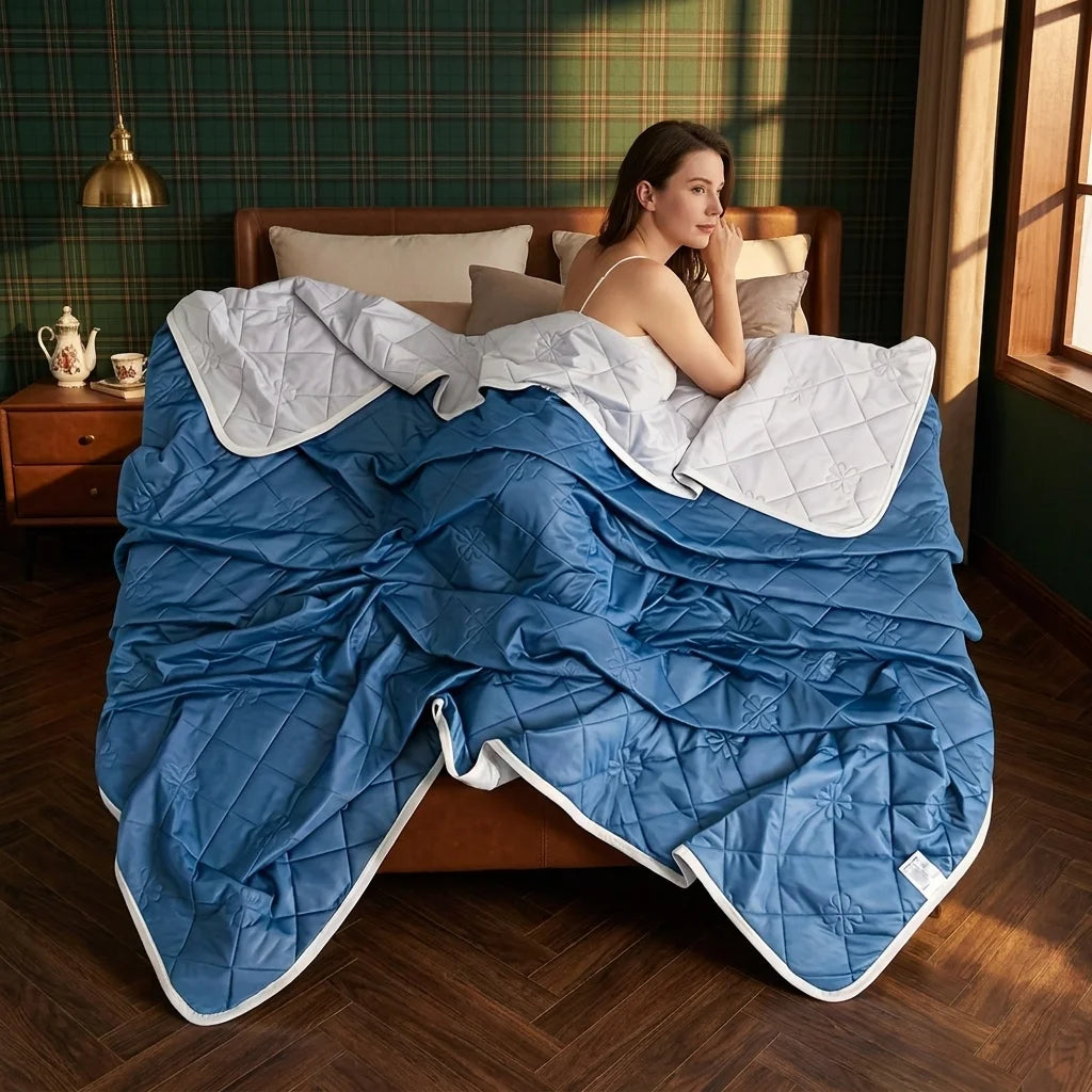 Queen Size Cooling Blanket - Breathable & Lightweight Cooling Comforter, Ice Silk Thin Quilt for Hot Weather & Airy Rooms