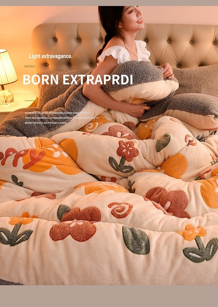 Lamb Fleece Blanket Winter Comforter Thickened Quilts Double-sided Velvet Warm Quilt Single Double Dormitory Milk Fleece Core