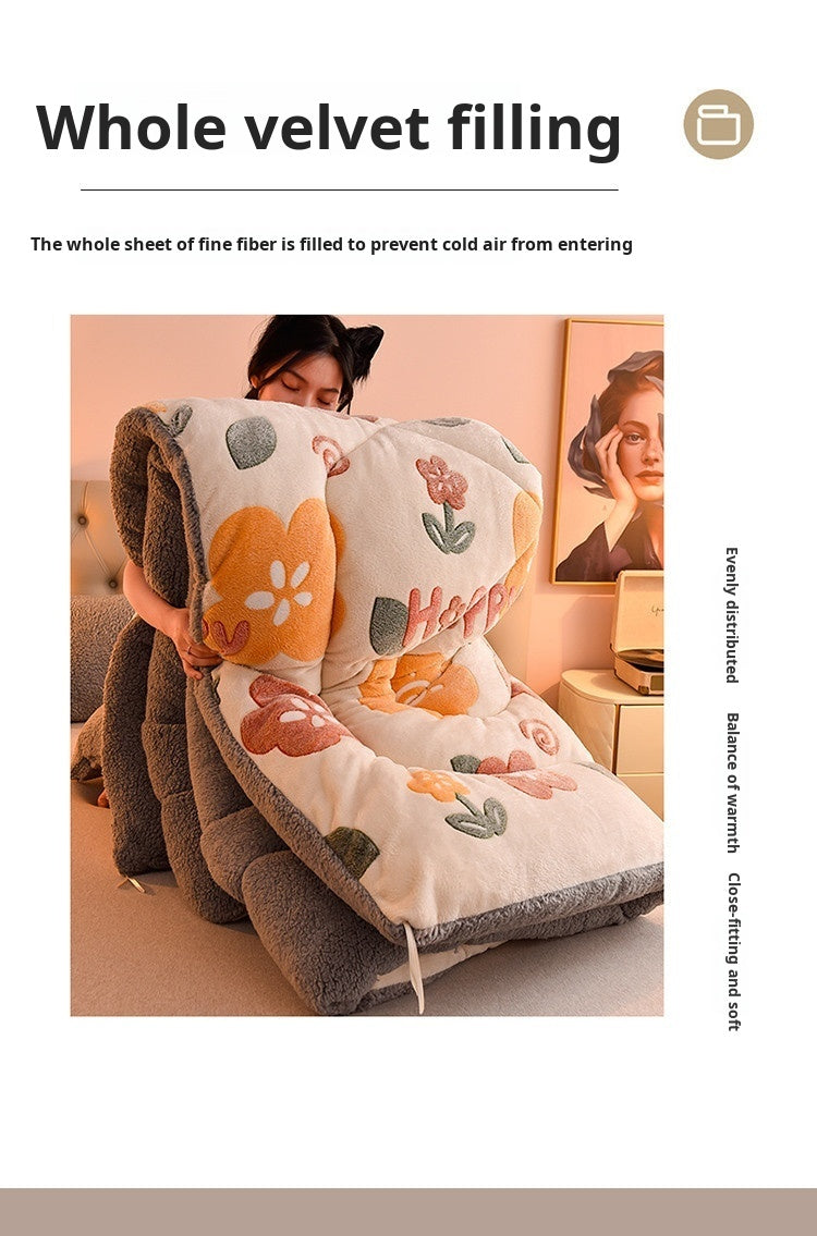Lamb Fleece Blanket Winter Comforter Thickened Quilts Double-sided Velvet Warm Quilt Single Double Dormitory Milk Fleece Core